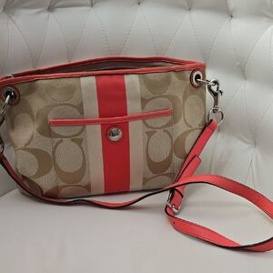 Coach  Bag Coral Stripe Shoulder Crossbody Signature